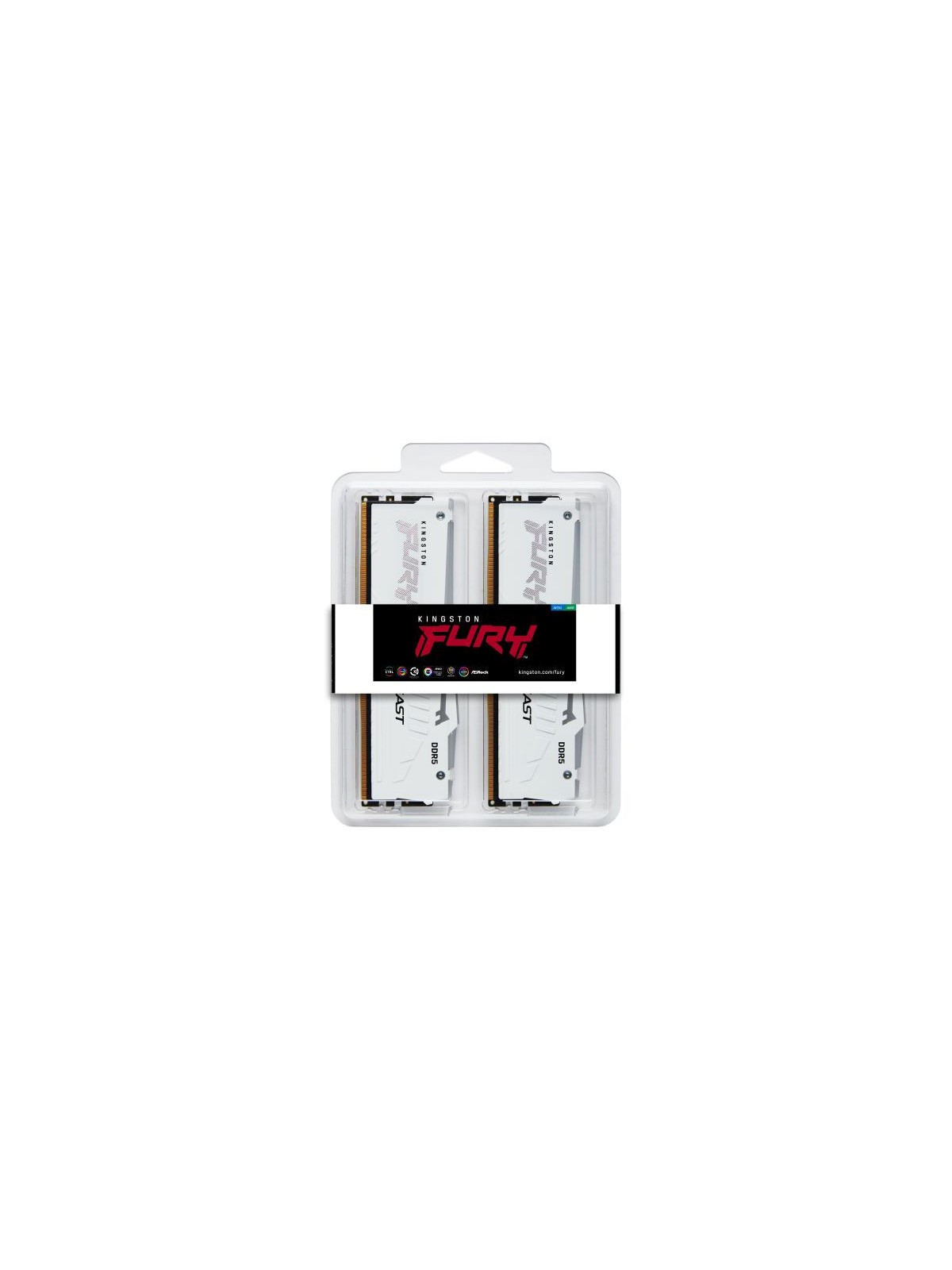 Kingston Technology FURY Beast 32GB 6000MT/s DDR5 CL36 DIMM (Kits de 2) White RGB EXPO