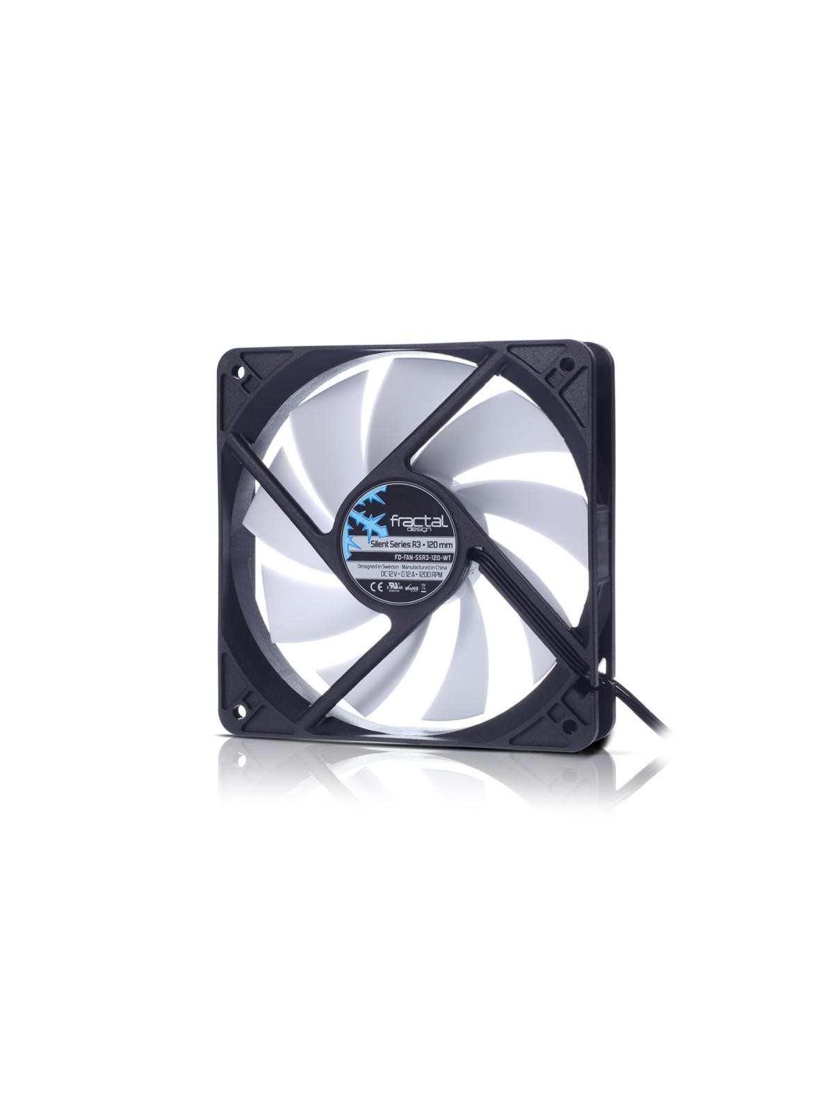 Fractal Design Silent Series R3 120 mm Boitier PC Ventilateur 12 cm Noir, Blanc