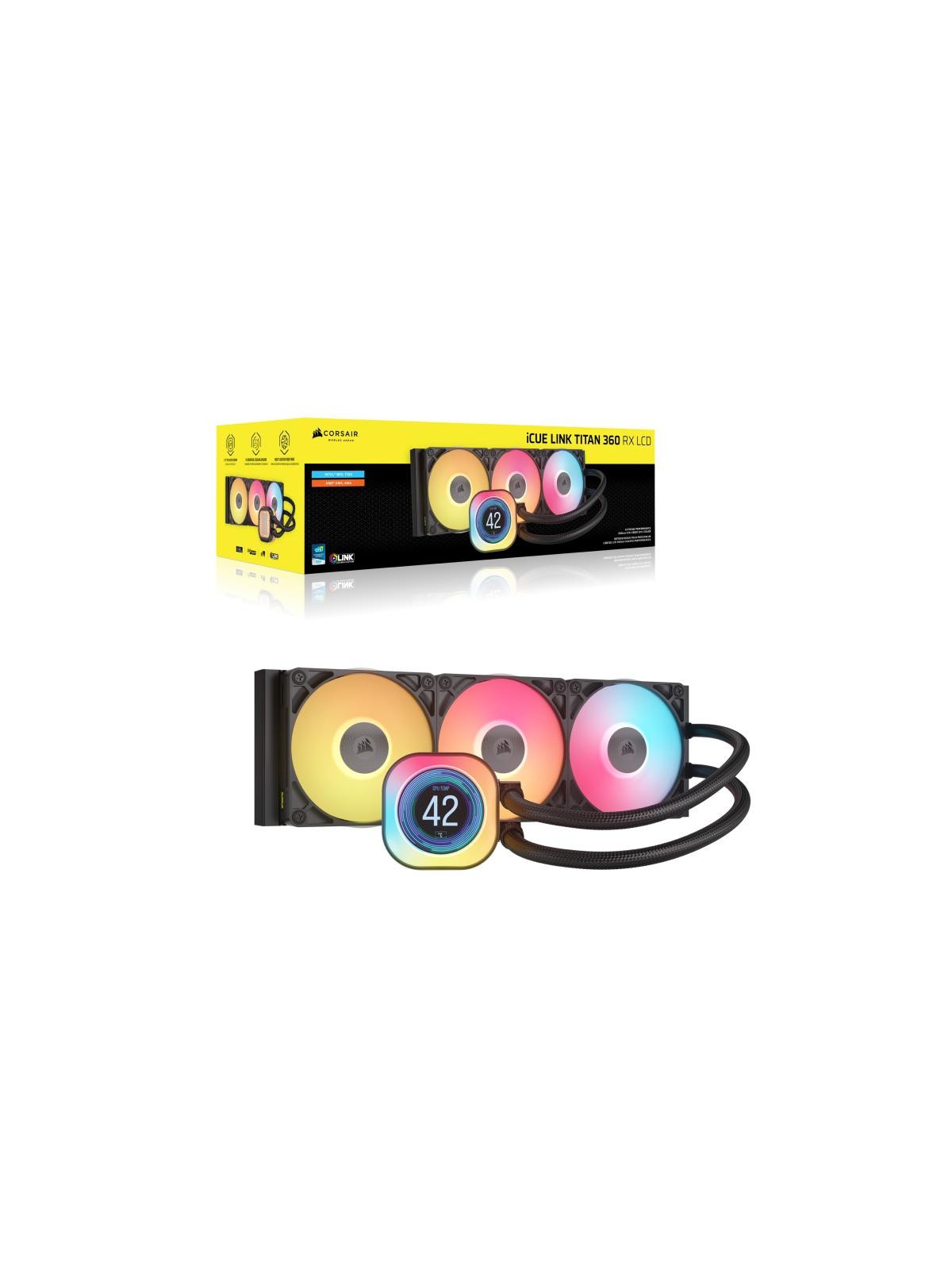 Corsair iCUE LINK TITAN 240 RX LCD Processeur Refroidisseur d'air 12 cm Noir 1 pièce(s)